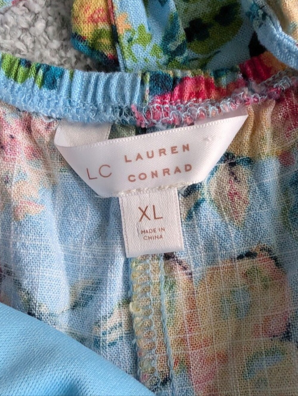 🌼B2G1🌼 LC Lauren Conrad Light Blue Fruit Print Square-Neck Mini Dress - Picture 6 of 8